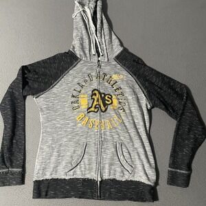 Oakland Athletics A's Distressed Zip Up Hoodie Majestic MLB Youth/Women's XL‎